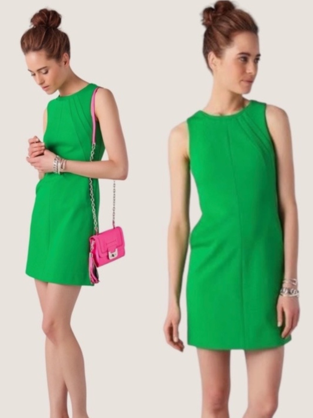 Diane Von Furstenberg Carpreena Stretch Twill Dress in Vibrant Green: Size 2